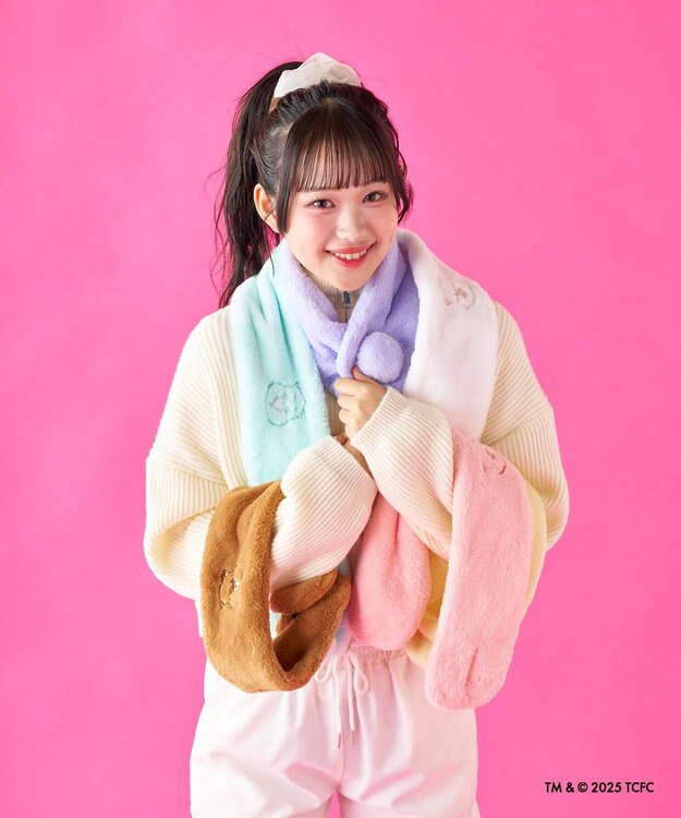 MOONBAT Care Bears(ケアベア) フェイクファーマフラー 手洗い可能 ペールピンク