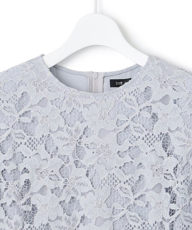 23区 L 【APPLAUDIR】ラッセルフラワーレース ドレス ライトグレー系