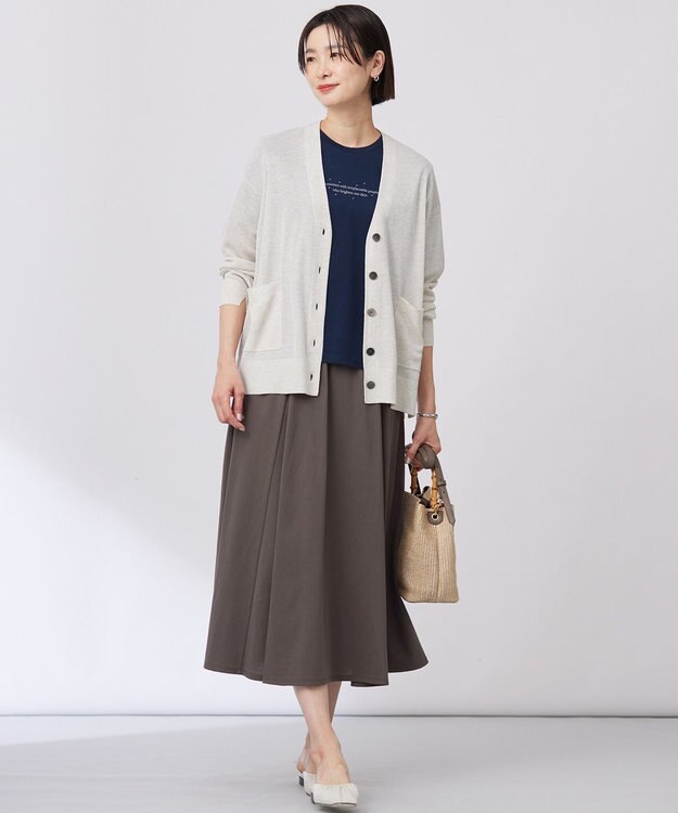 J.PRESS LADIES S 【洗える】Vis/Peスパーク ニット カーディガン ナチュラル系