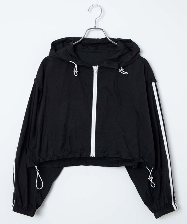WEGO シアーナイロンラインショートパーカー ブラック