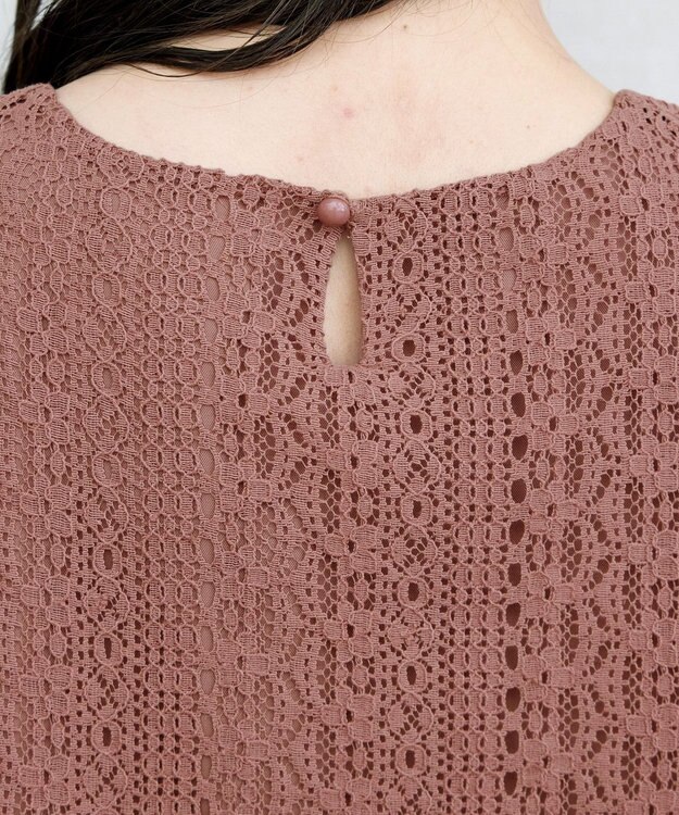 Tiaclasse L 【洗える】レースコンビチュニックブラウス モーヴピンク