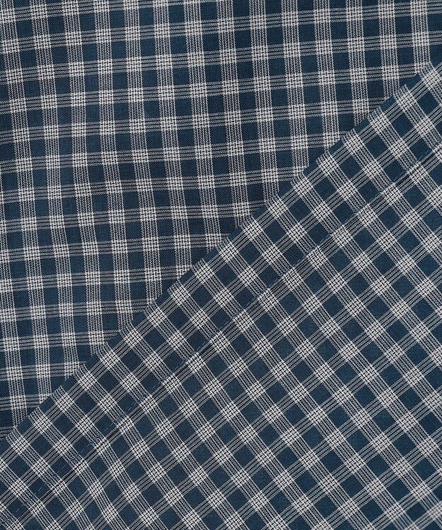 UNFILO MENS イージーケア エアリーシアーシャツ 半袖 ネイビーチェック