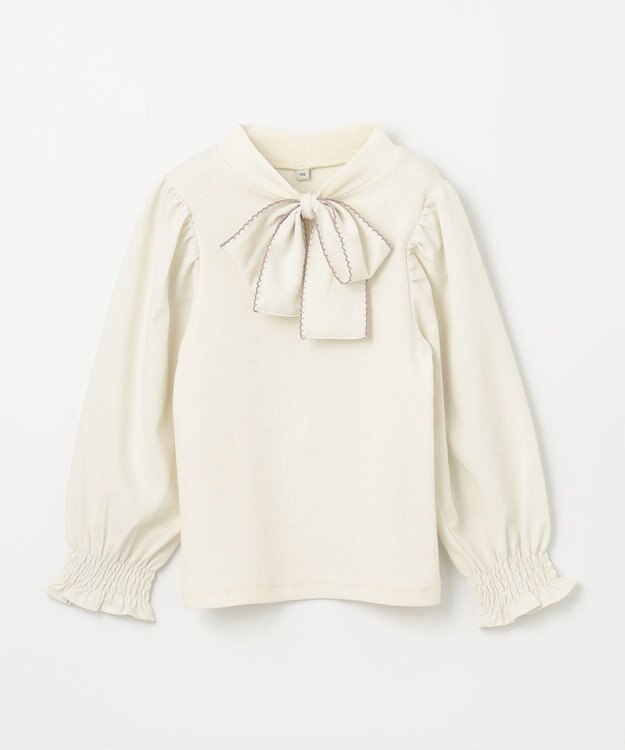 ANY KIDS リボン ボウタイ付き カットソー エクリュ