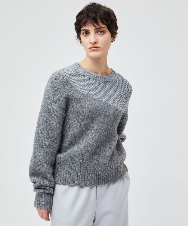 BEIGE， GLAIEULS / アルパカ混インターシャニット Md Gray