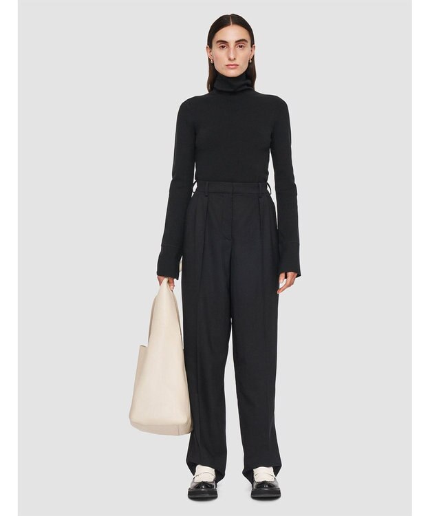 JOSEPH テーラリングクレープ　ワイドテーパードトラウザーズ Black