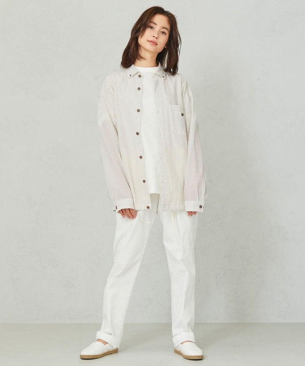 JOSEPH ABBOUD MOUNTAIN 【SPACE／UNISEX】オーガニックコットンリネンドライサッカー シャツ ベージュ系1