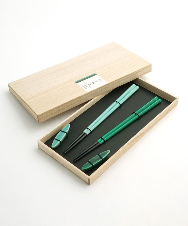 たち吉 【たち吉】かさね色箸・箸置セット花柳〈箸2膳・箸置2個〉 グリーン