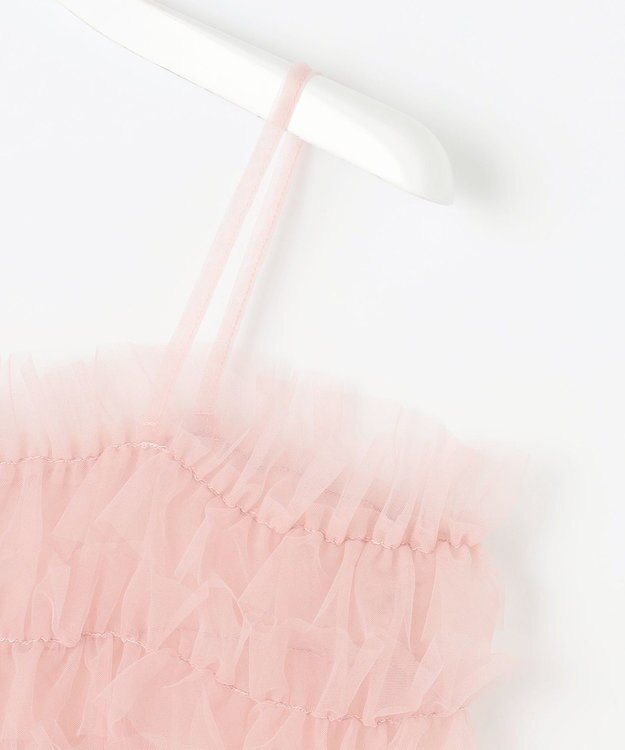 Feroux 【洗える】チュールキャミレイヤード カットソー ワンピース ブラック系