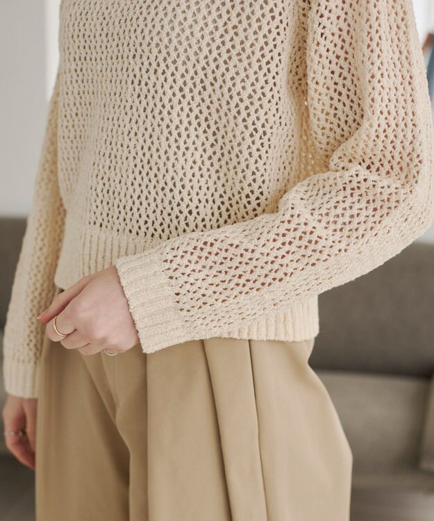 WEGO 【ANGIE VINTAGE】MIXメッシュポロニット ホワイトアイボリー