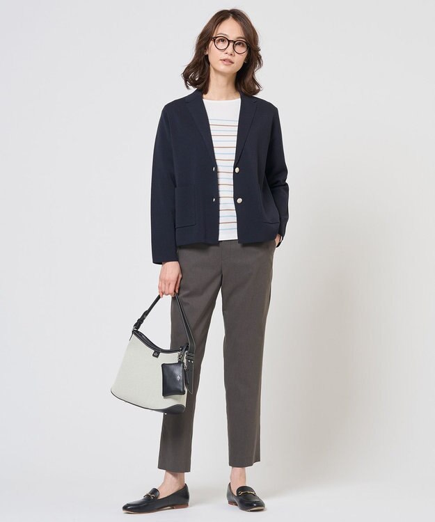 J.PRESS LADIES S バスクボーダー カットソー アクア＆ベージュボーダー系