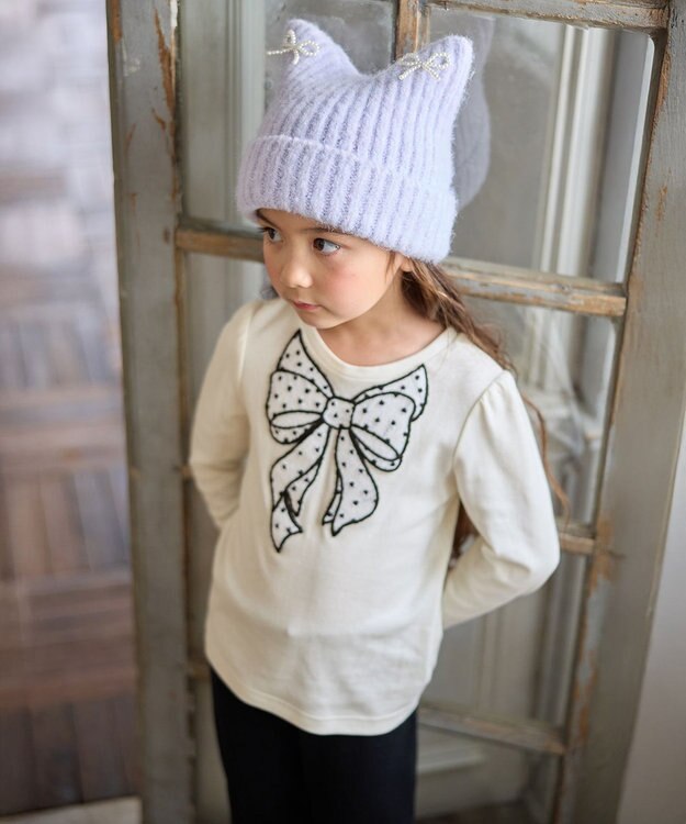 ANY KIDS ネコニットキャップ ラベンダー