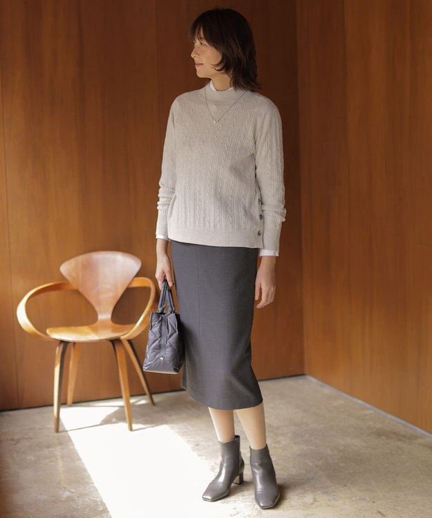 J.PRESS LADIES L WOOL BLEND AIR ハイネック ニット グレー系