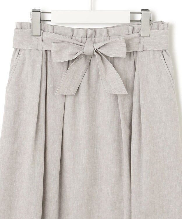 23区 L 【SLOW/洗える】リネンコットン スカート ライトグレー系