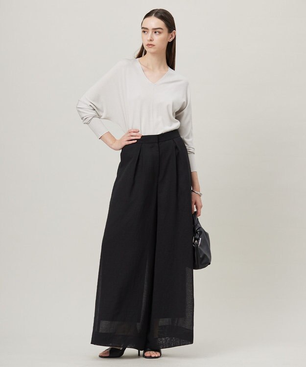 ICB L 【洗える】シンセティックハイゲージ Vネックニット トープ系