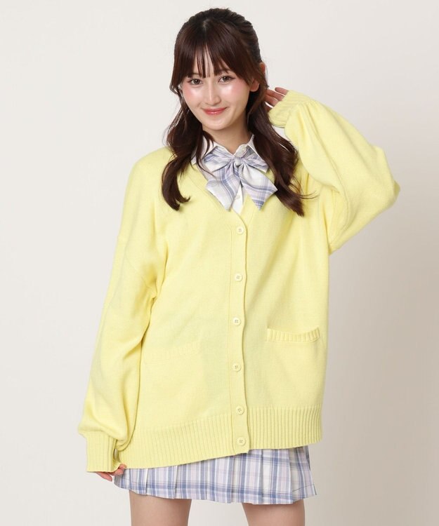 WEGO 【SCHOOL ITEM】ニットカーディガン イエロー
