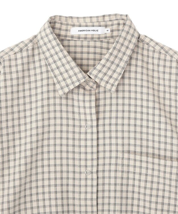 AMERICAN HOLIC ミニチェックショート丈シャツ Ivory