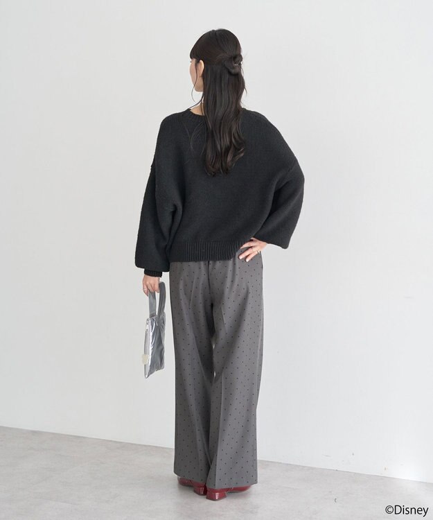 earth music&ecology 【予約】Disney/ミッキーコード刺繍ニットプルオーバー ブラック