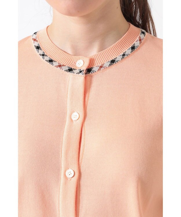 DAKS 綿ポリエステル ハウスチェックジャカード カーディガン キャニオンサンセット