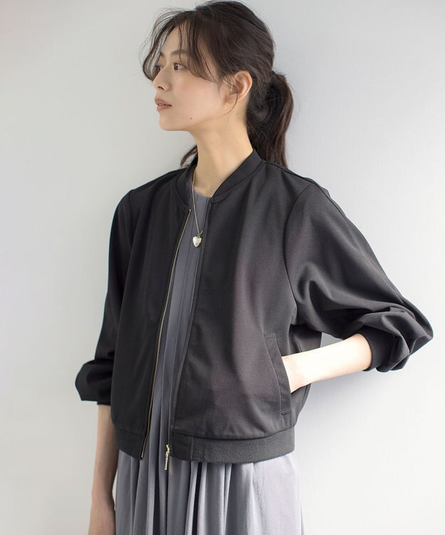 組曲 【ご好評につき追加生産！】ジョーゼットジャージー ブルゾン ブラック系