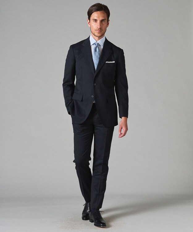 GOTAIRIKU 【形態安定】PREMIUMPLEATS_セミワイドカラー 通年ドレスシャツ（ストライプ） サックスブルー系1