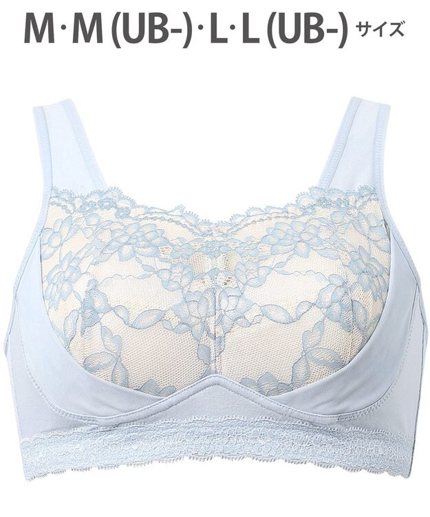 WACOAL 【ナイトアップブラ】 動画クリエイター nanakoななこさんコラボカラー登場 ナイトブラ 綿混(本体) 就寝時用 3Lまで対応 大きいサイズ ノンワイヤー レディース BRA166 /ワコール サックス