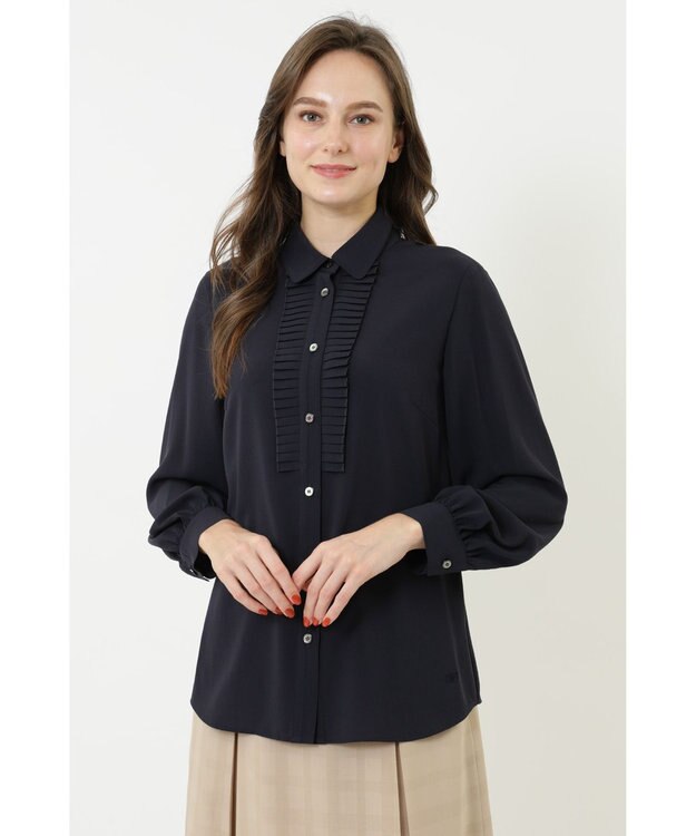 DAKS セラテリーライトブラウス ネイビー