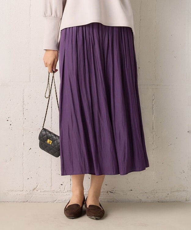 組曲 【秋色追加！大人気定番アイテム】ギャザーライトデシン パンツ パープル系