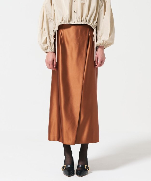GRACE CONTINENTAL コーティングラップスカート オレンジ