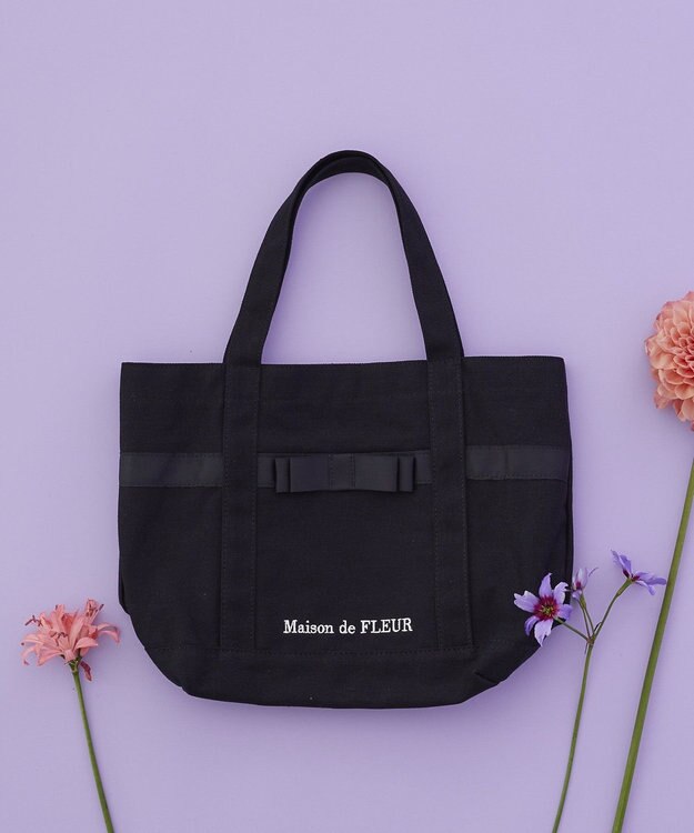 Maison de FLEUR マルチポケット帆布トートSバッグ Black