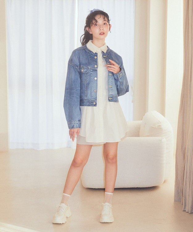 earth music&ecology Ｌｅｅ　×　ｅ．ｍ．ａ．ｅ．　ライダースジャケット Indigo