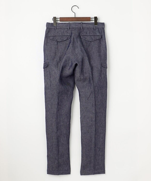JOSEPH ABBOUD 【ウエストも伸びる！/JAPANファブリック/イージーパンツ/清涼/セットアップ】リネンデニム パンツ ネイビー系
