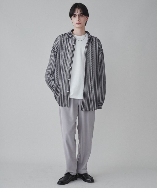 WEGO 【ユニセックス着用ITEM】ストライプメッシュBIGシャツ 柄1