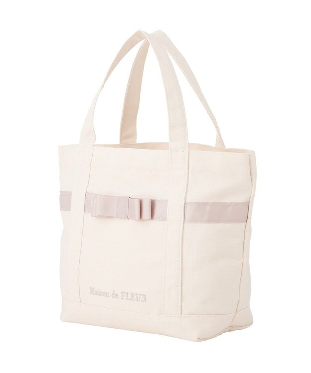 Maison de FLEUR マルチポケット帆布トートSバッグ Ivory