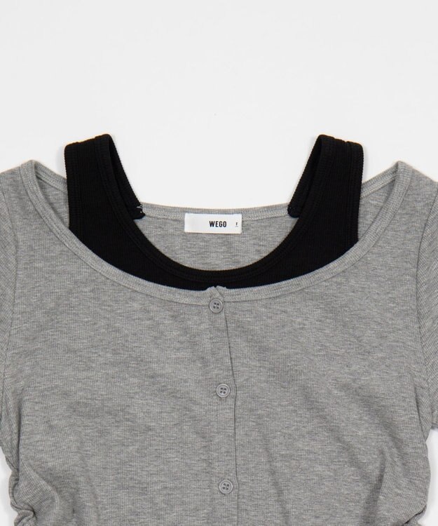 WEGO カーデドッキングレイヤードロンT 杢グレー