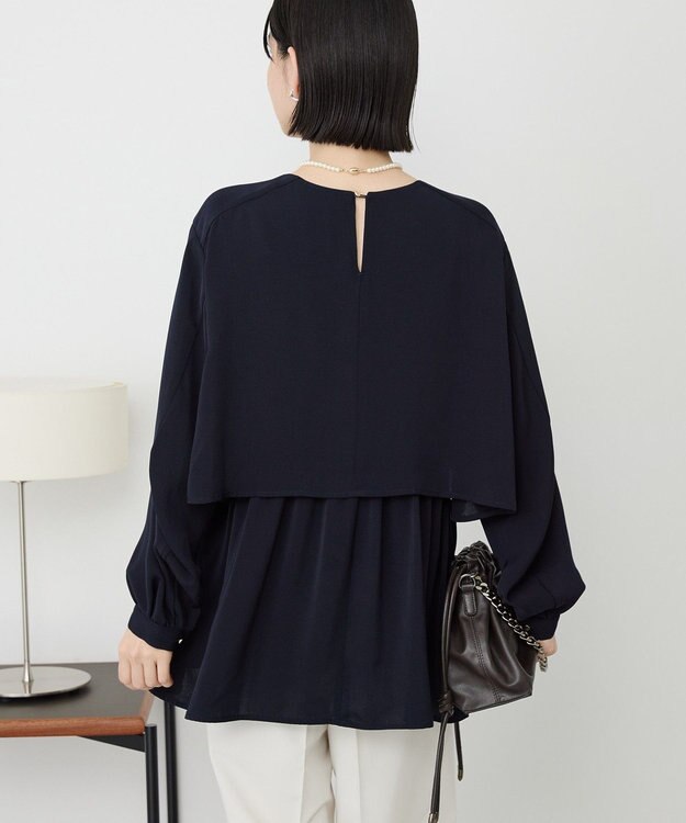 AMERICAN HOLIC 【イージーケア】Ｗクロスティアードブラウス Dark Navy