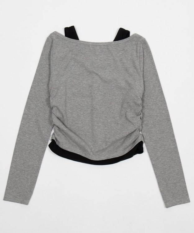 WEGO カーデドッキングレイヤードロンT 杢グレー