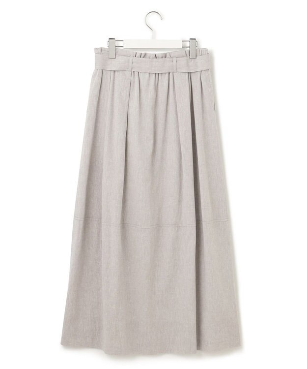 23区 L 【SLOW/洗える】リネンコットン スカート ライトグレー系