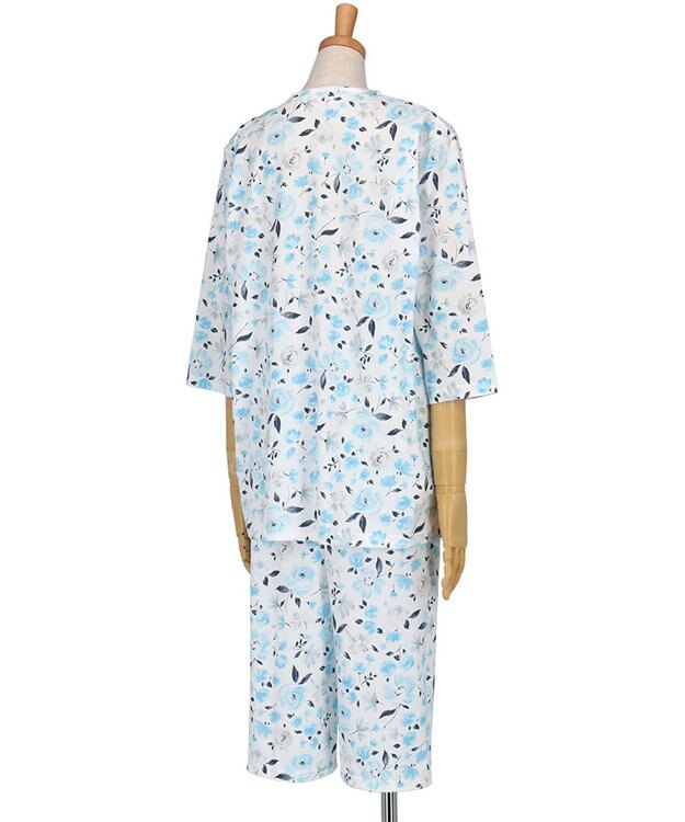 Wing 【数量限定　特別価格】 パジャマ 7分袖 8分丈 綿100％ 天竺素材 レディース EP8992 ウイング／ワコール サックス