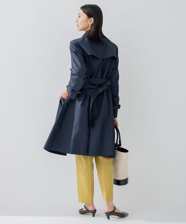 23区 S コットンポリエステルギャバジン ロング トレンチコート ネイビー系