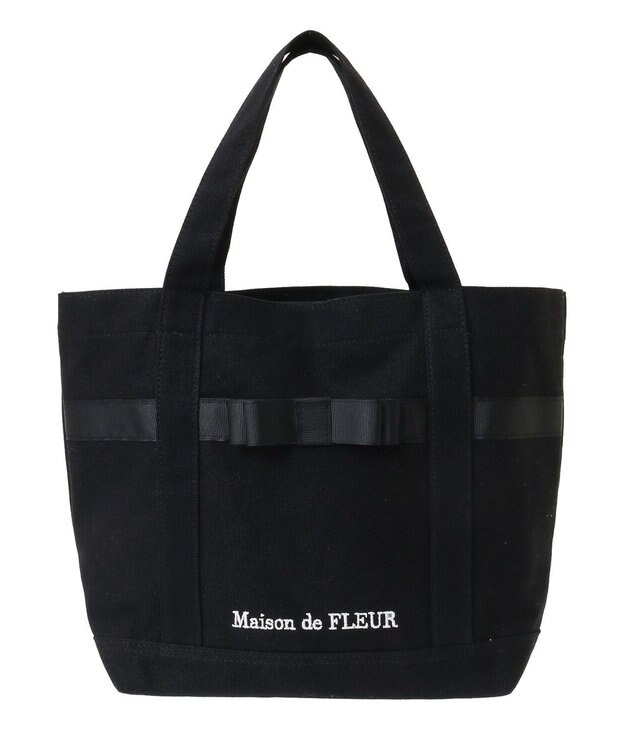 Maison de FLEUR マルチポケット帆布トートSバッグ Black