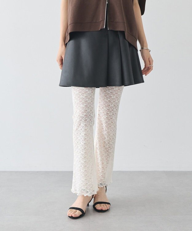 earth music&ecology レースフレアパンツ Off White