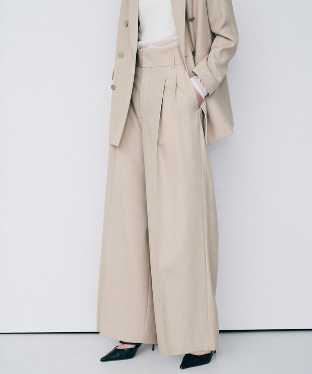 uncrave TWドビードスキン ワイドトラウザー ベージュ