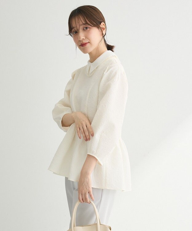 Green Parks ef-de 衿取り外しペプラムブラウス Ivory