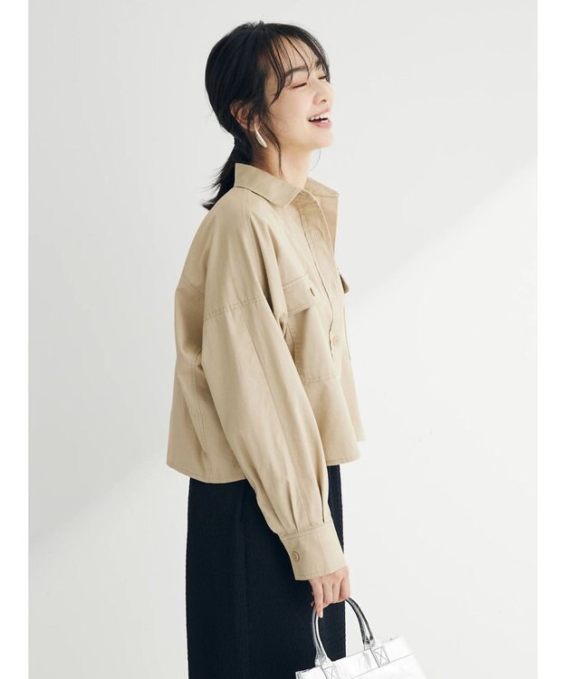 Green Parks ショート丈ワイドシャツ Beige