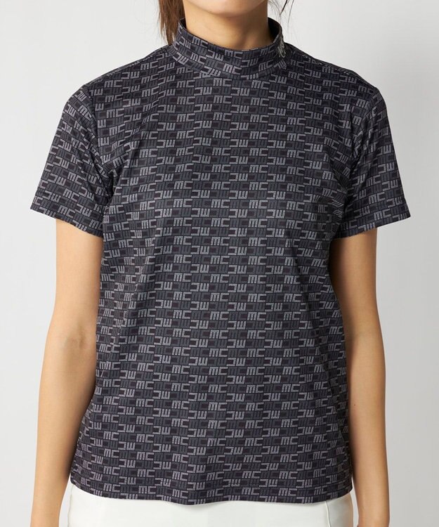 FILA GOLF／marie claire 【Marie claire sports】ロゴ柄モックネックシャツ ブラック