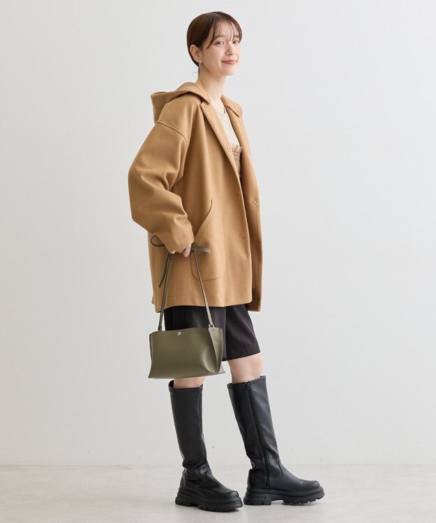 Green Parks フード取り外しハーフコート Camel