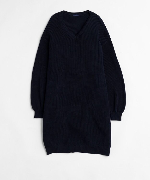 LENO V NECK ONEPIECE　Vネックニットワンピース NAVY