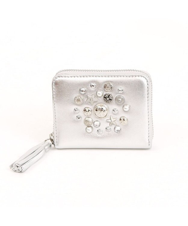 UNBILLION ペルケ perche / マルチスタッズ・ジャバラカードウォレット ライトシルバー