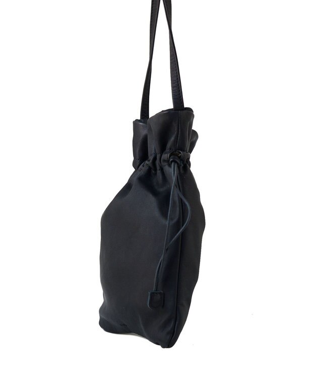 FOLNA RD ソフトレザー巾着ショルダーバッグ ブラック