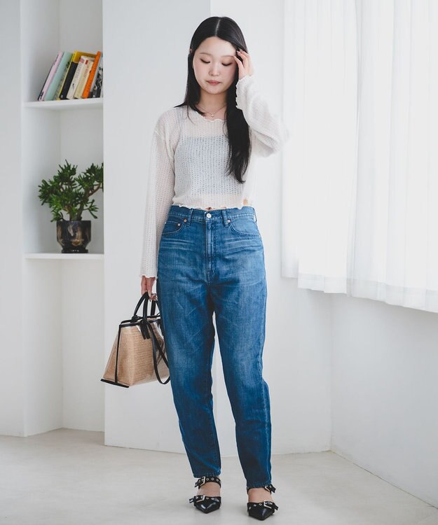caqu FS linen ankle tapered アンクル丈 テーパードボーイフィットリネンデニム